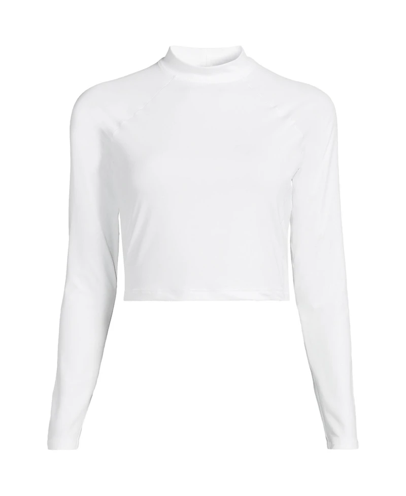 Lands' End Women's Long SunShade Upf 50 Sleeve Cropped Rash Guard