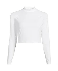 Lands' End Women's Long SunShade Upf 50 Sleeve Cropped Rash Guard