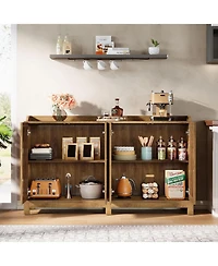 Tribesigns Sideboard Buffet Cabinet, 57" Farmhouse Storage Cabinet with Shutter Doors and Adjustable Shelf, Freestanding Storage Cabinet for Dining Ro