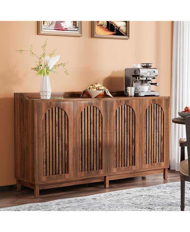 Tribesigns Sideboard Buffet Cabinet, 57" Farmhouse Storage Cabinet with Shutter Doors and Adjustable Shelf, Freestanding