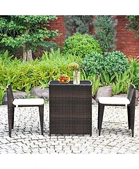 Gymax 3 Pcs Cushioned Wicker Patio Furniture Set Seat Sofa Outdoor No Assembly