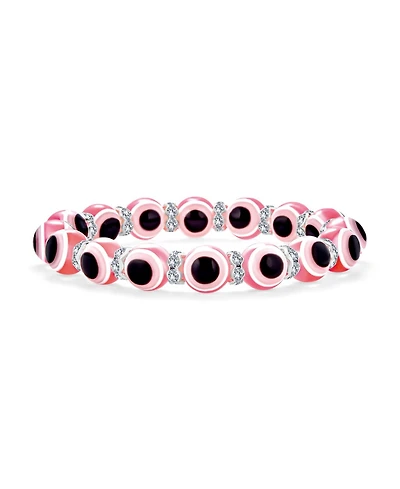 Bling Jewelry Turkish Translucent Colorful Multi Color Evil Eye Glass Bead Stretch Bracelet Rondelle Crystal Spacers Protection