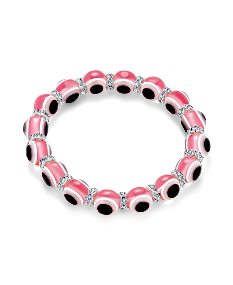 Bling Jewelry Turkish Translucent Colorful Multi Color Evil Eye Glass Bead Stretch Bracelet Rondelle Crystal Spacers Protection