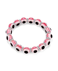 Bling Jewelry Turkish Translucent Colorful Multi Color Evil Eye Glass Bead Stretch Bracelet Rondelle Crystal Spacers Protection