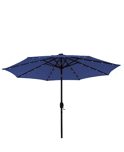 9 ft Patio Umbrella Outdoor Market 32 Led Solar with Tilt and Crank (Red)