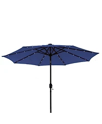 9 ft Patio Umbrella Outdoor Market 32 Led Solar with Tilt and Crank (Red)