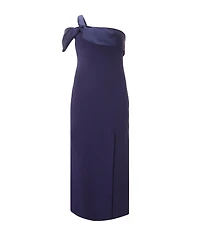 Quiz Plus One Shoulder Satin/Scuba Crepe Maxi Dress