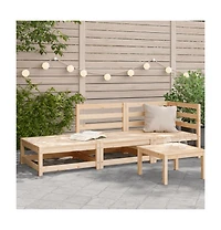 Patio Sofa with Footstool 2-Seater Solid Wood Pine