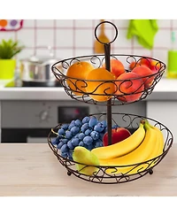 Sorbus 2-Tier Metal Countertop Fruit Basket & Bowl Stand - Stylish Storage for Kitchen & Dining - Bronze