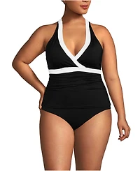 Lands' End Plus V-Neck Halter Tankini Top