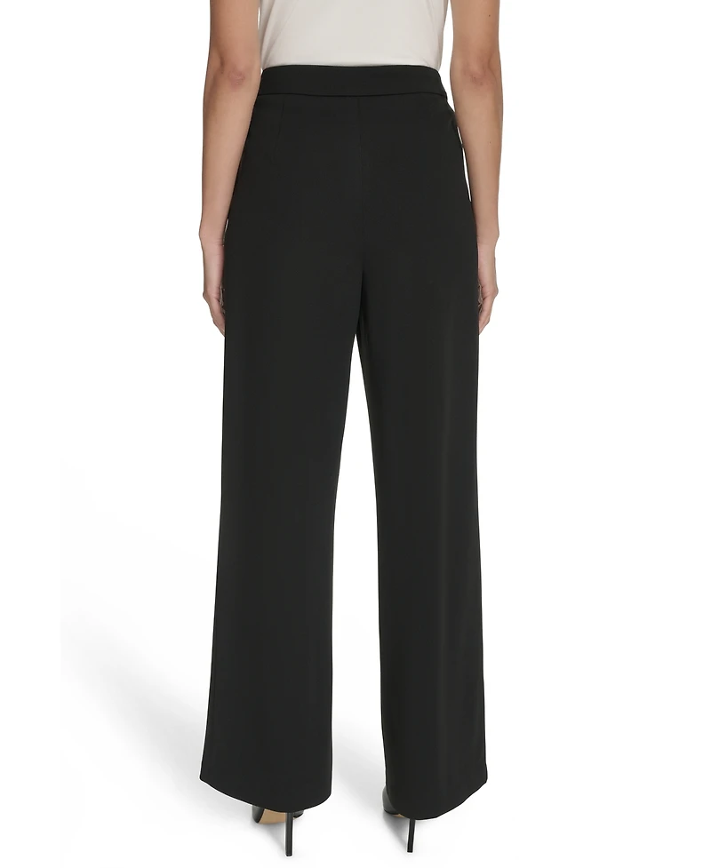 Halston Women's Button-Trim Straight-Leg Pants