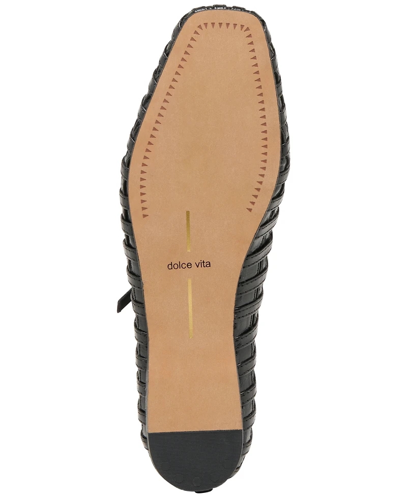 Dolce Vita Women's Rains T-Strap Woven Mary Jane Flats
