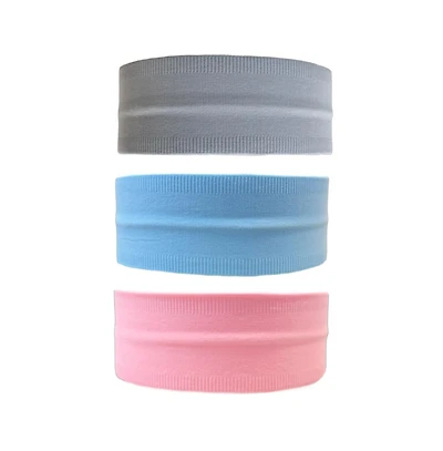 Women's Pack of Wide Training Headbands - Blue + Grey + Pink