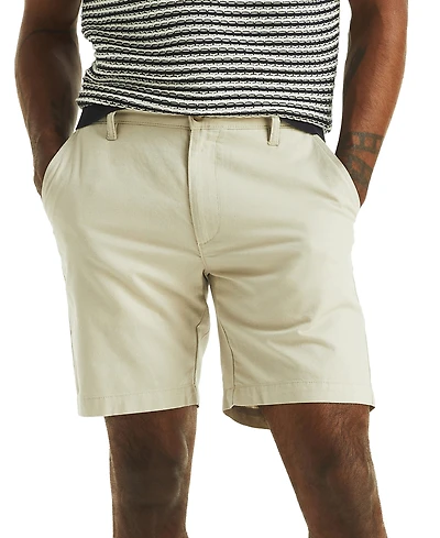 Nautica Men's Flat Front Linen-Blend 8.5" Deck Shorts