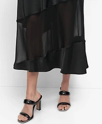 Dkny Women's Sleeveless V-Neck Mesh Panel Dress