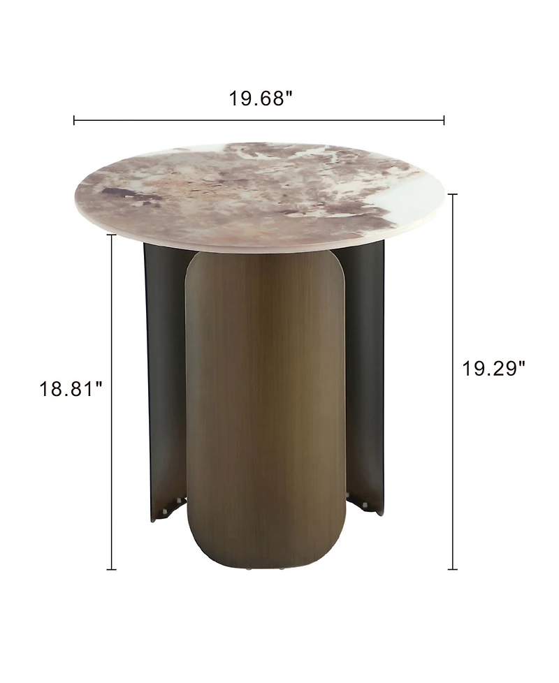 Manhattan Comfort Monica 19.68" Modern Sintered Stone Top End Table