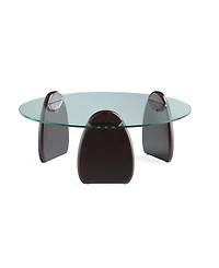 Manhattan Comfort Artesia 35.43" Modern Tempered Glass Top Coffee Table