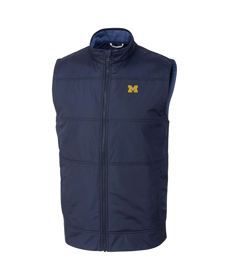 Cutter & Buck Men's Navy Michigan Wolverines Stealth Full-Zip Vest