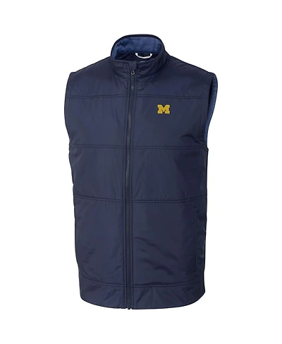 Cutter & Buck Men's Navy Michigan Wolverines Stealth Full-Zip Vest