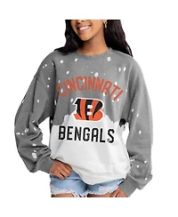 Gameday Couture Women's Gray Cincinnati Bengals Coin Toss Faded French Terry Pullover Sweatshirt