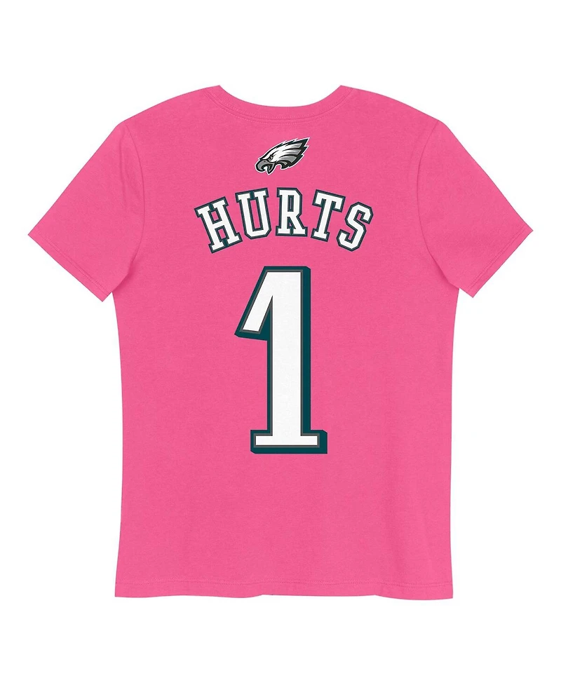 Nike Big Girls Jalen Hurts Pink Philadelphia Eagles Player Name Number T-Shirt