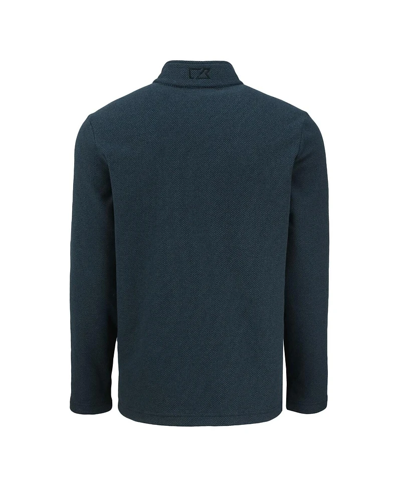 Cutter & Buck Men's Black Detroit Lions Hunts Point Eco Textured Fleece Half-Snap Sweatshirt