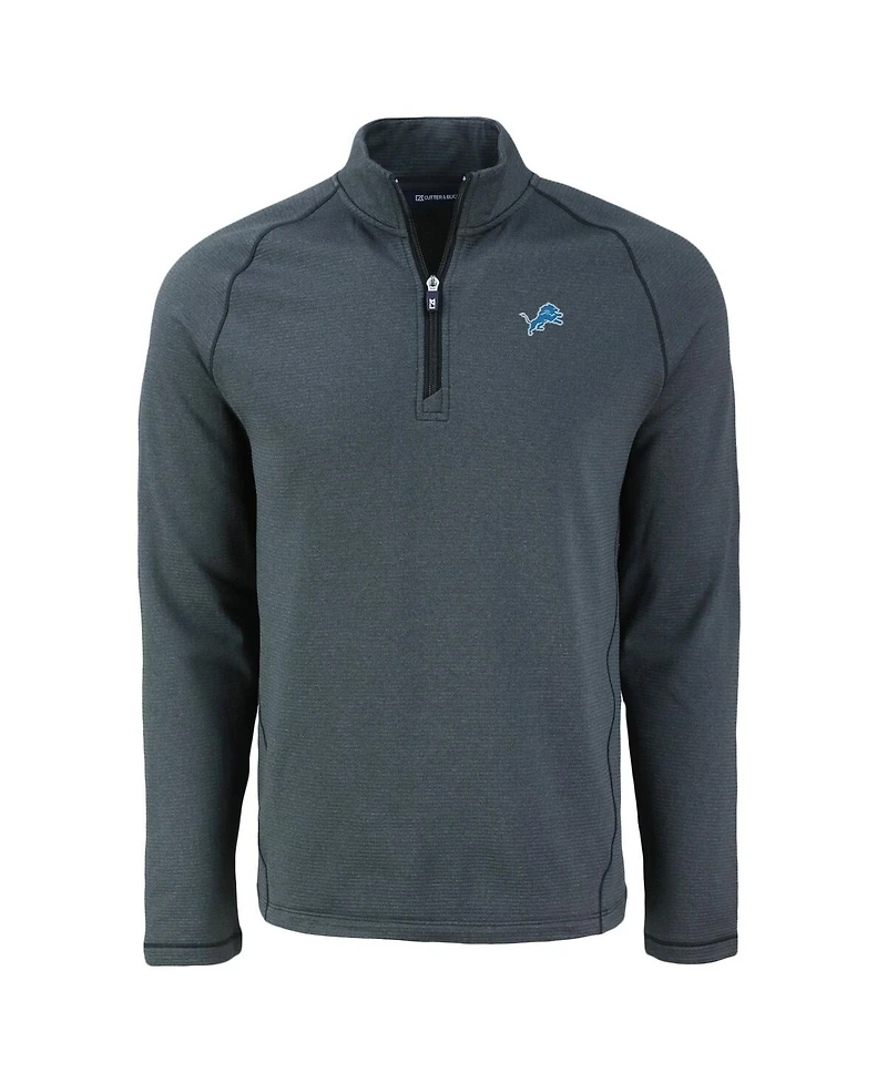 Cutter & Buck Men's Heather Black Detroit Lions Peshastin Eco Fleece Tri-Blend Raglan Quarter-Zip Jacket