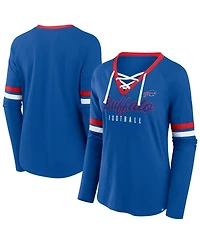 Fanatics Women's Royal Buffalo Bills Plus Won Done Lace-Up V-Neck Long Sleeve T-Shirt