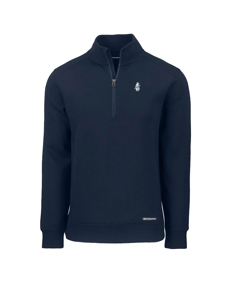 Cutter & Buck Men's Navy Chicago Cubs Cooperstown Collection Roam Eco Quarter-Zip Pullover