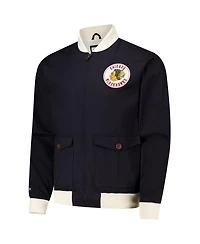 Mitchell & Ness Men's Black Chicago Blackhawks Vintage Coaches Cotton Twill Full-Zip Jacket