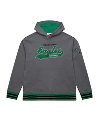 Mitchell & Ness Men's Heather Gray Philadelphia Eagles Vintage Logo Snow Washed Fleece Pullover Hoodie