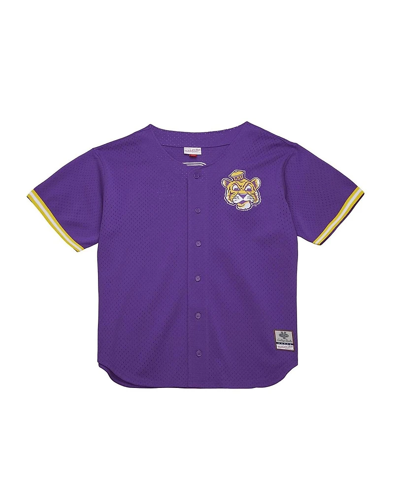 Mitchell & Ness Men's Purple Lsu Tigers Game Time Vintage Mesh Button Front Top