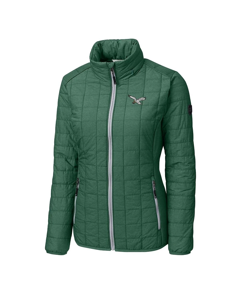 Cutter & Buck Women's Green Philadelphia Eagles Gridiron Classics Logo Rainier PrimaLoft Eco Insulated Full-Zip Puffer Jacket
