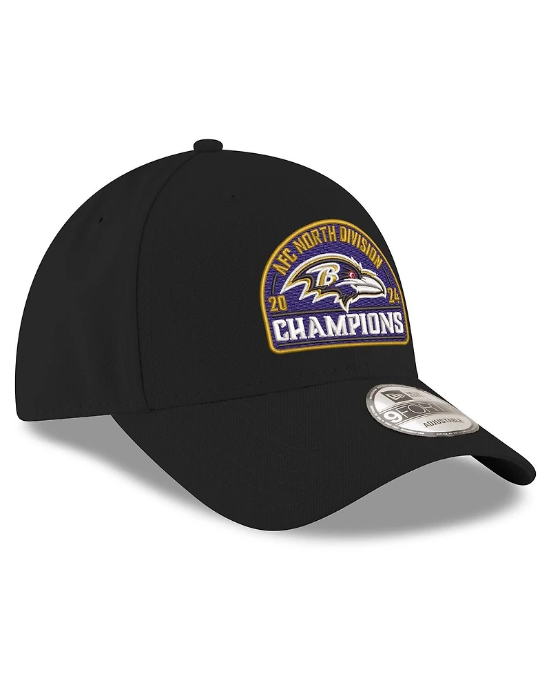 New Era Men's Black Baltimore Ravens 2024 Afc North Division Champions 9FORTY Adjustable Hat