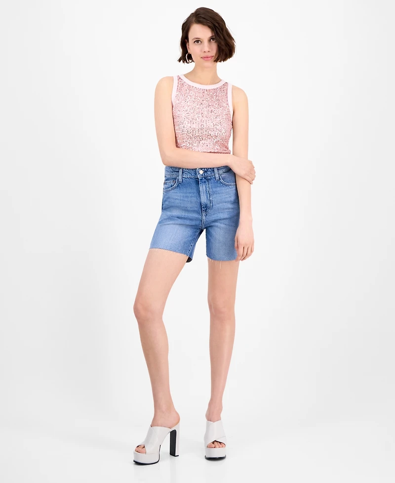 Guess Women's 80s Pedal High-Rise Denim Shorts