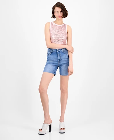 Guess Women's 80s Pedal High-Rise Denim Shorts