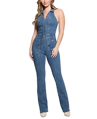 Guess Women's Mia Denim Halter Jumpsuit
