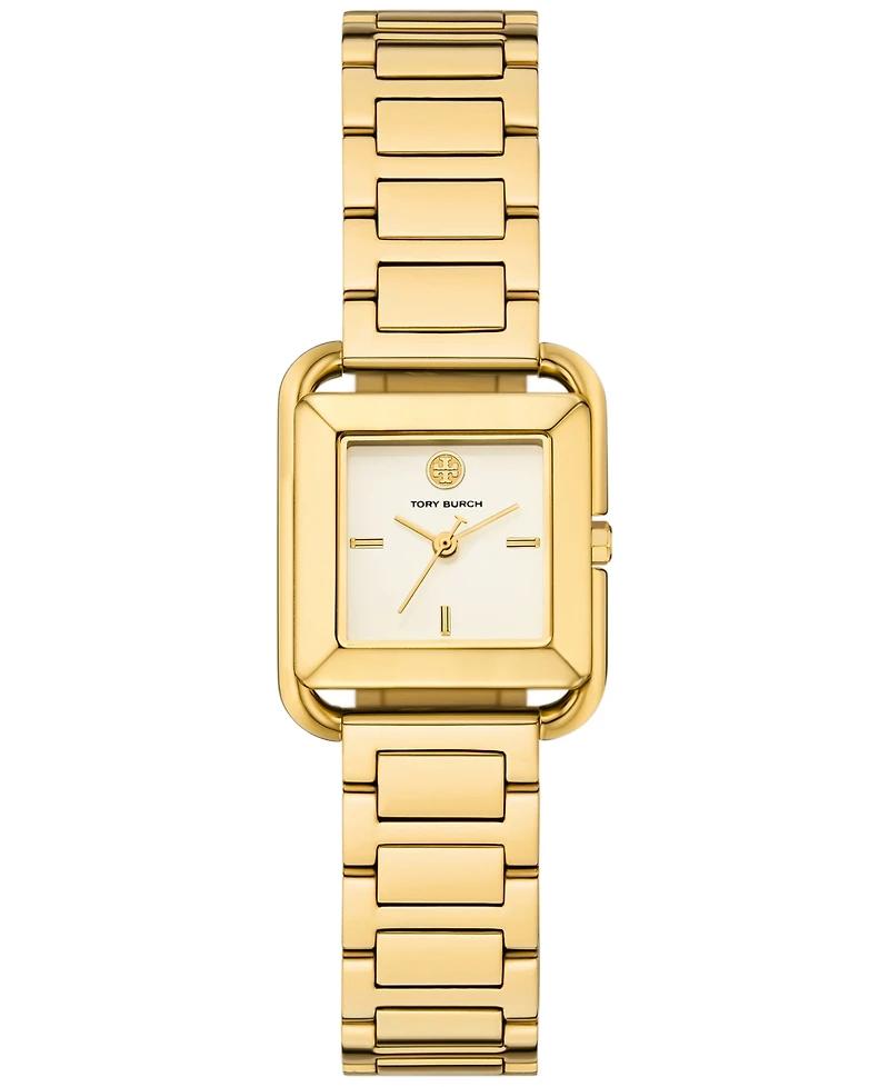 Tory Burch Women's The Kira Square Gold-Tone Stainless Steel Bracelet Watch 24mm