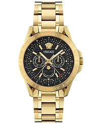 Versace Men's Swiss V-Galaxy Moonphase Gold Ion Plated Bracelet Watch 43mm