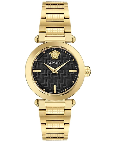 Versace Women's Swiss Greek Gold Ion Plated Bracelet Watch 35mm