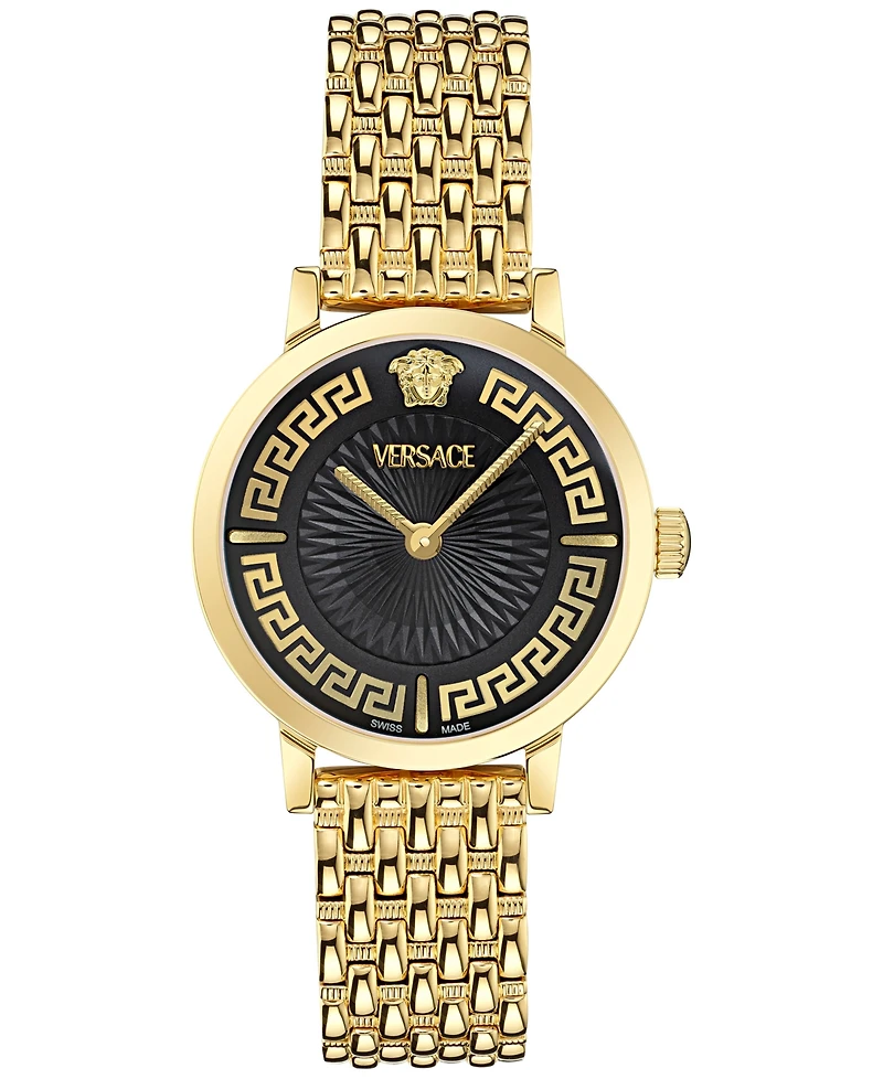 Versace Women's Swiss Greca Fortuna Gold Ion Plated Bracelet Watch 35mm