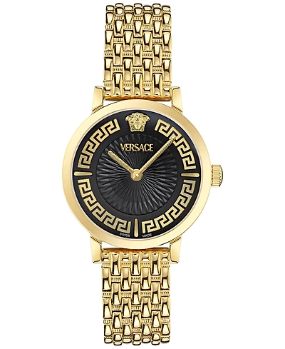 Versace Women's Swiss Greca Fortuna Gold Ion Plated Bracelet Watch 35mm