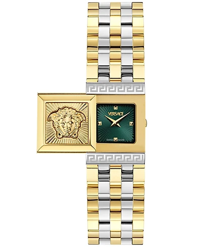 Versace Women's Swiss Reveal Square Two-Tone Stainless Steel Bracelet Watch 18x25mm
