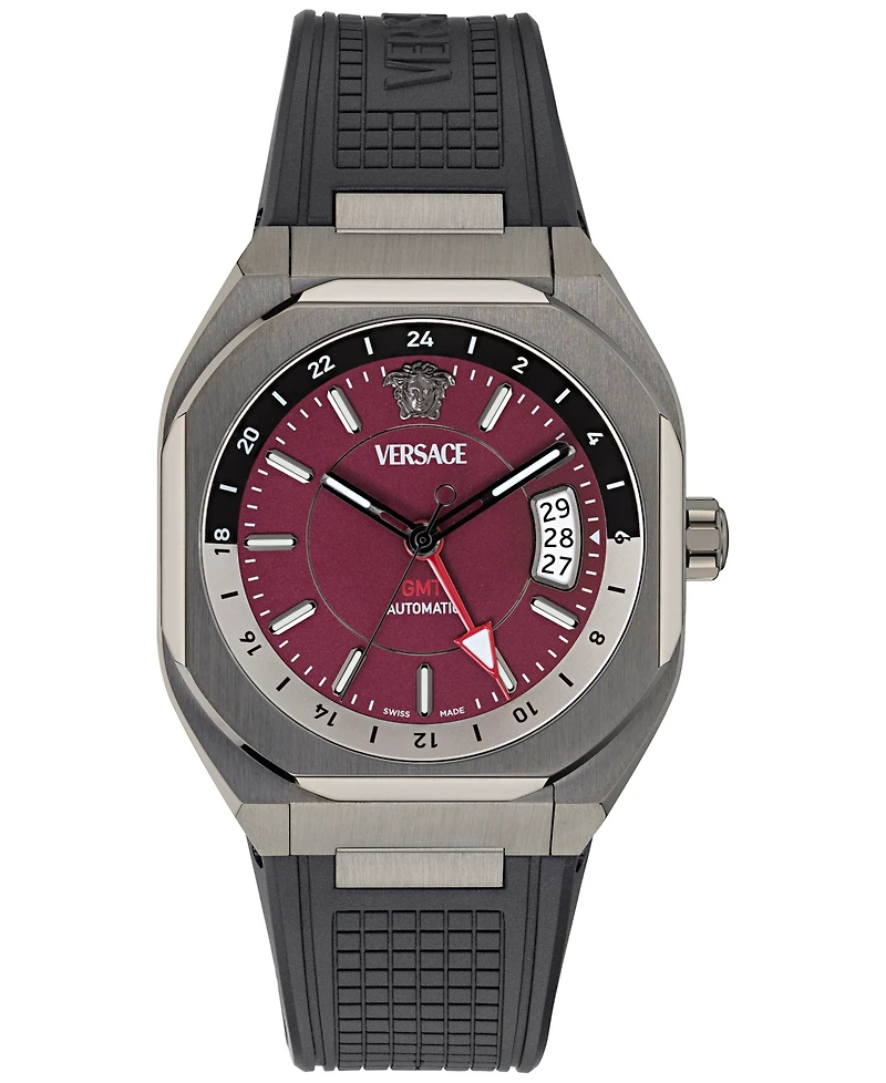 Versace Men's Swiss Automatic V-Contempo Gmt Black Tpu Strap Watch 40x48mm