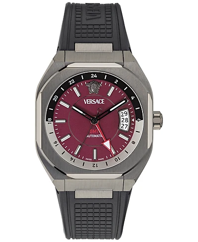 Versace Men's Swiss Automatic V-Contempo Gmt Black Tpu Strap Watch 40x48mm