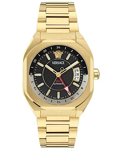 Versace Men's Swiss Automatic V-Contempo Gmt Gold Ion Plated Bracelet Watch 40x48mm