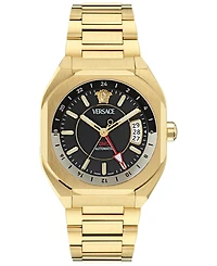 Versace Men's Swiss Automatic V-Contempo Gmt Gold Ion Plated Bracelet Watch 40x48mm