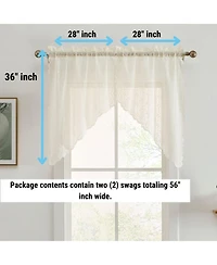 Hlc.me Sophia Floral Rod Pocket Lace Short Cafe Swags for Small Windows - 28 x 36 Inch Length ( Swags