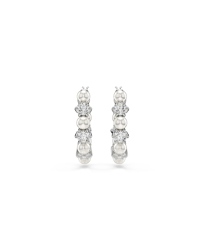 Swarovski Matrix Rhodium Plated Round Cut Hoop Earrings