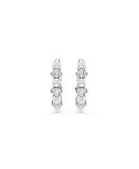 Swarovski Matrix Rhodium Plated Round Cut Hoop Earrings